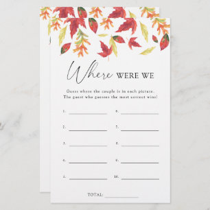 Fall leaves - Where were we bridal shower game