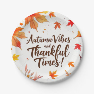 Fall leaves with maple leaves Autumn Paper Plate