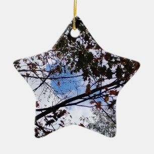 Fall Leaves with Peeking Blue Sky Ceramic Tree Decoration