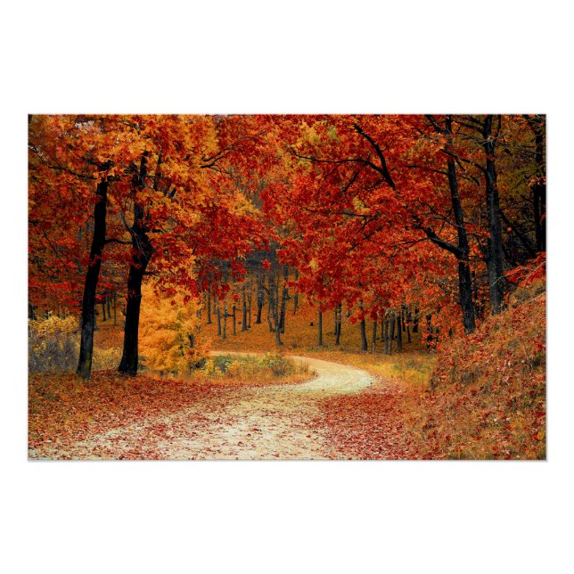 Fall Leaves Woods Autumn Forest Wedding Poster (Front)