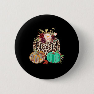 Fall Leopard Cheetah Pumpkin Rustic Halloween Than 6 Cm Round Badge