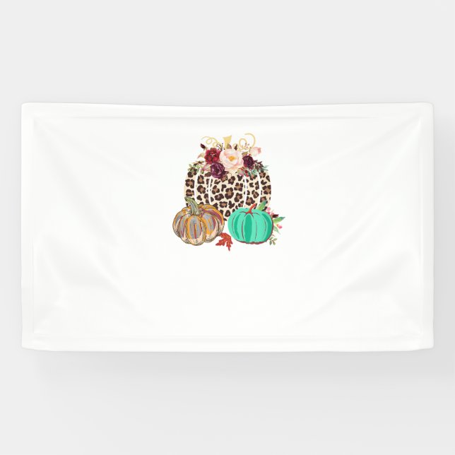 Fall Leopard Cheetah Pumpkin Rustic Halloween Than Banner (Horizontal)