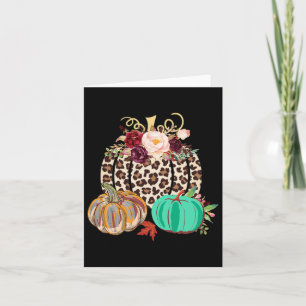 Fall Leopard Cheetah Pumpkin Rustic Halloween Than Card