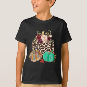 Fall Leopard Cheetah Pumpkin Rustic Halloween Than T-Shirt