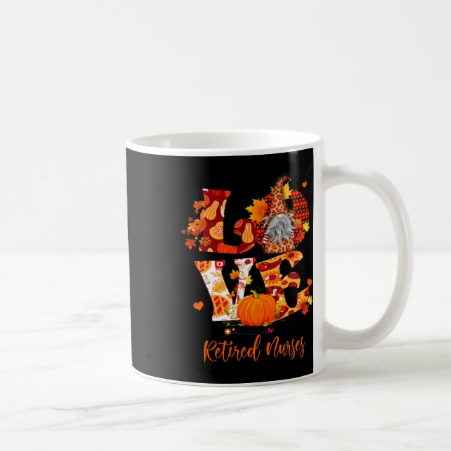 Fall Leopard Love Gnome Retired Nurses Thanksgivin Coffee Mug (Right)