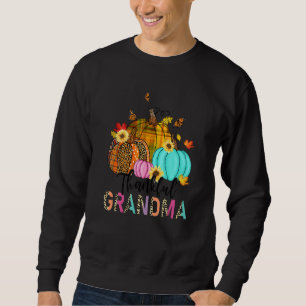 Fall Leopard Plaid Pumpkins Thankful Grandma Thank Sweatshirt