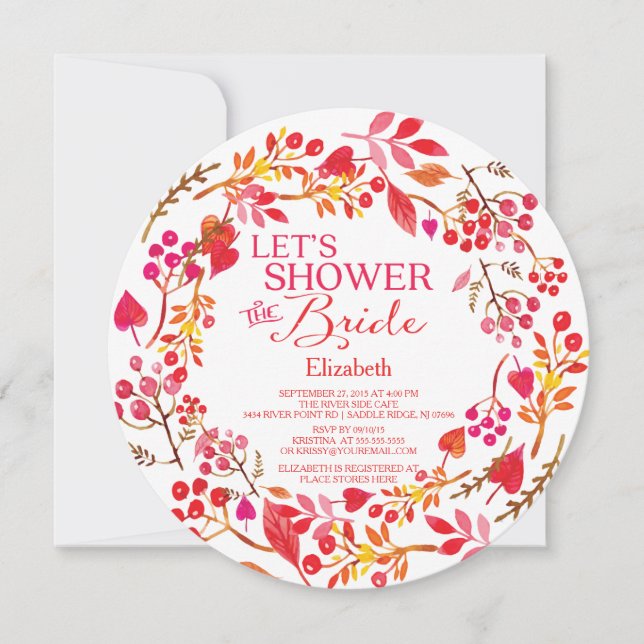 Fall Let's Shower The Bride bridal Shower Invitation (Front)