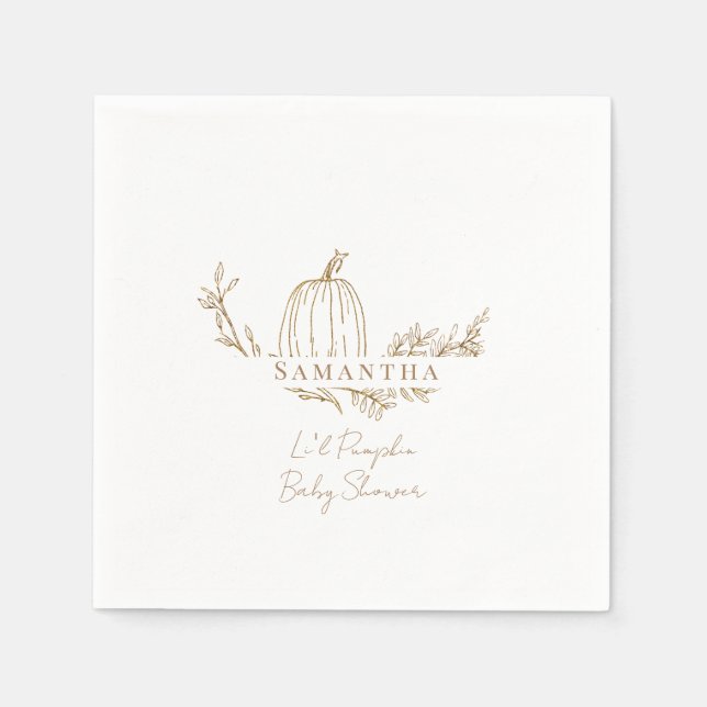 Fall Li'l Pumpkin Baby Shower Napkin (Front)