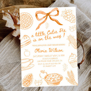 Fall Line Art Baby Shower- Minimalist Autumn Theme Invitation
