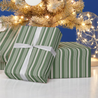 Fall Linen Stripe (Forest Moss) Wrapping Paper