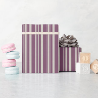 Fall Linen Stripe (Plum Wine) Wrapping Paper