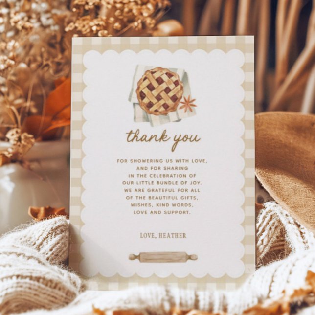 Fall Little Cutie Pie Baby Shower Thank You Card (Creator Uploaded)