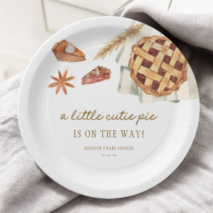 Fall Little Cutie Pie Is On The Way Baby Shower Paper Plate