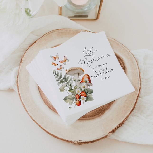 Fall little mushroom baby shower napkin (Creator Uploaded)
