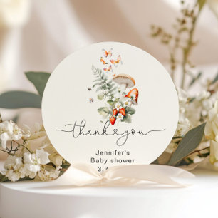 Fall little mushroom forest baby shower thank you classic round sticker