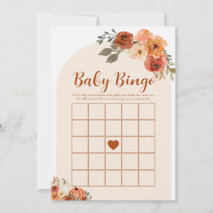 Fall Little Pumpkin Baby Bingo Baby Shower Game Invitation