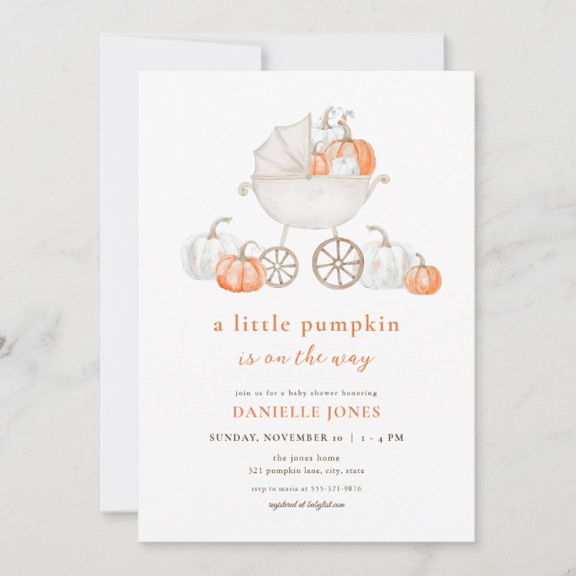 Fall Little Pumpkin Baby Shower Invitation (Front)