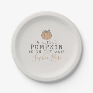 Fall Little Pumpkin baby shower Paper Plate