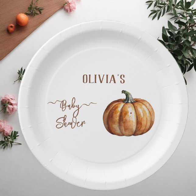 Fall Little Pumpkin Baby Shower Paper Plate (Creator Uploaded)