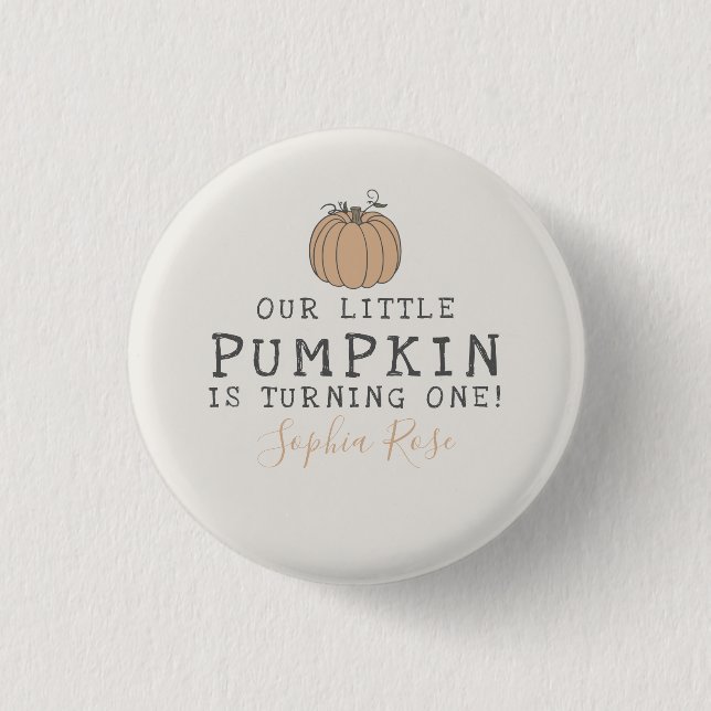 Fall Little Pumpkin birthday party favour  3 Cm Round Badge (Front)