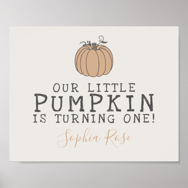 Fall Little Pumpkin birthday party signage Poster (Front)