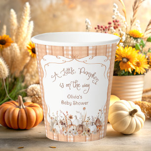 Fall Little Pumpkin Boho Floral Baby Shower Paper Cups