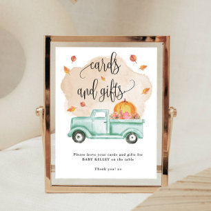 Fall Little Pumpkin Farm Truck Cards and Gifts Poster