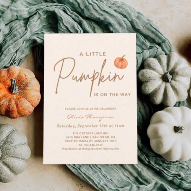 Fall Little Pumpkin Gender Neutral Baby Shower Invitation (Creator Uploaded)