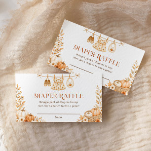 Fall Little Pumpkin Girl Baby Shower Diaper Raffle Enclosure Card