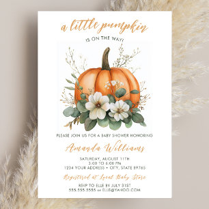 Fall Little Pumpkin on The Way Baby Shower Invitation