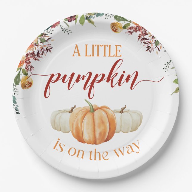 Fall Little Pumpkin  RSVP Response Card Paper Plate (Front)
