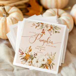 Fall little pumpkin rustic baby shower napkin