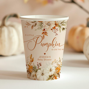 Fall little pumpkin rustic baby shower paper cups