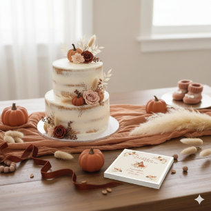 Fall Little Pumpkin Rustic Terracotta Baby Shower Napkin