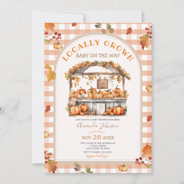 Fall Locally Grown Pumpkin Market Baby Shower Invitation (Front)