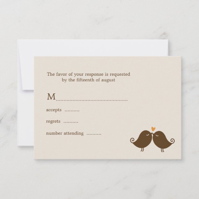Fall Love Birds Wedding RSVP Card (Front)