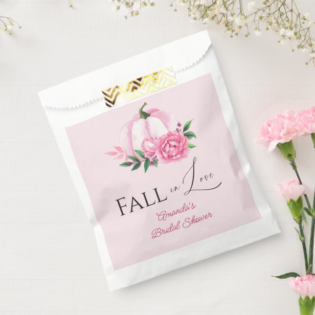 Fall Love Blush Pink Pumpkin Rustic Bridal Shower Favour Bags (Sealed)