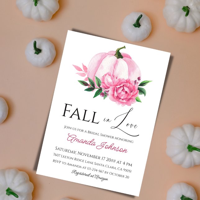 Fall Love Blush Pink Pumpkin Rustic Bridal Shower Invitation (Creator Uploaded)