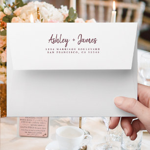 Fall Love Burgundy Wedding Return Address Envelope