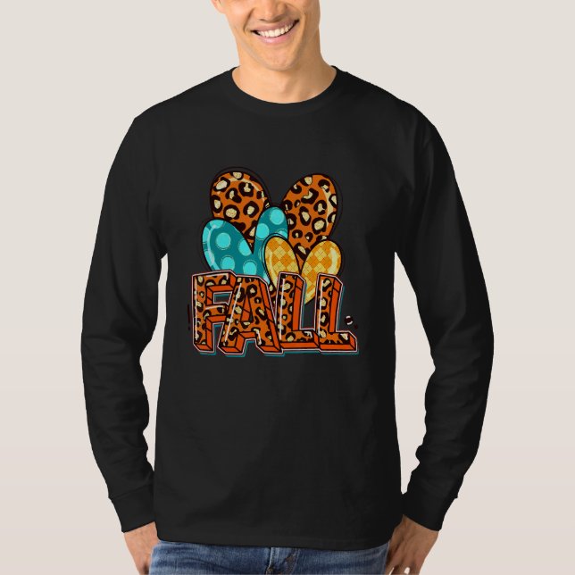 Fall Love Fall Y'all leopard Heart outfit for Fall T-Shirt (Front)