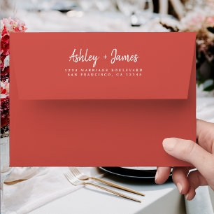 Fall Love Red Wedding Return Address Envelope