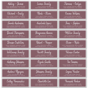 Fall Love Script Burgundy Guest Address Labels