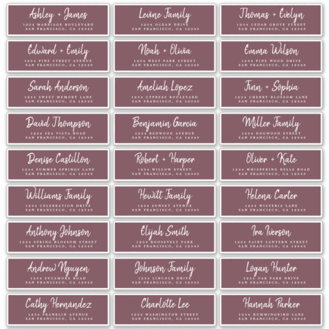 Fall Love Script Burgundy Guest Address Labels (Front)