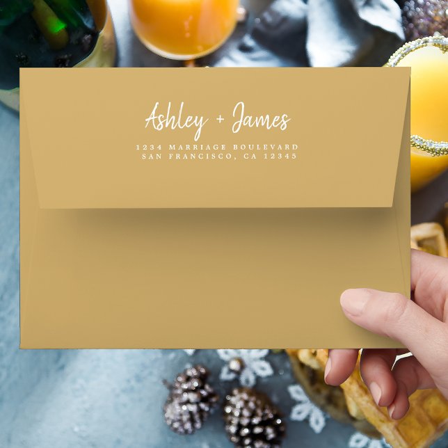Fall Love Yellow Wedding Return Address Envelope (Creator Uploaded)