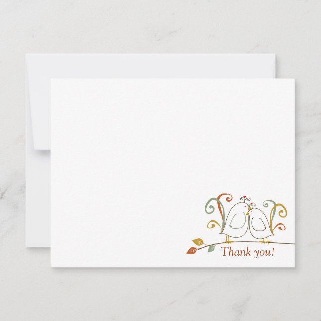Fall Lovebirds, Thank You Notecards (Front)