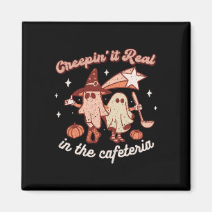 Fall Lunch Lady Retro Halloween Cafeteria Pumpkin Magnet