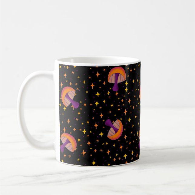 Fall magic mushrooms_black coffee mug (Left)