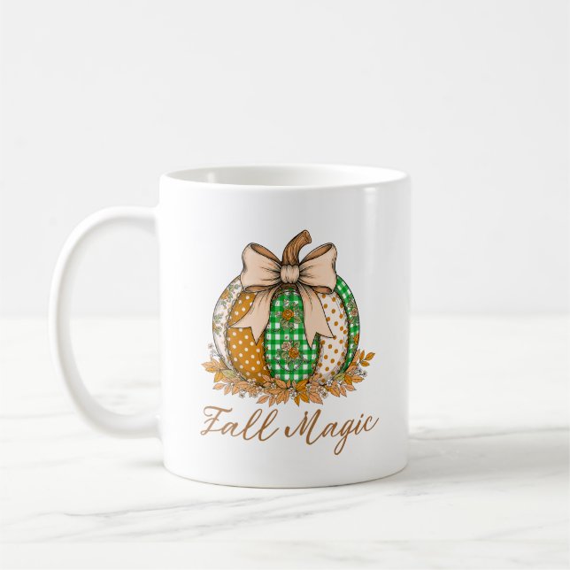 Fall Magic Patchwork Pumpkin Coffee Mug (Left)