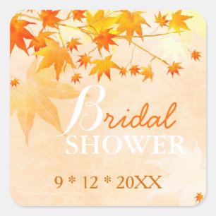 Fall Maple Elegance Bridal Shower Square Sticker