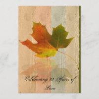 Fall Maple Leaf on Faux Handmade Paper Anniversary